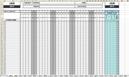 Attendance Sheets 2013