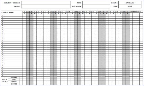 free printable employee attendance tracker