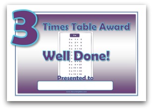 3 times table award certificate template