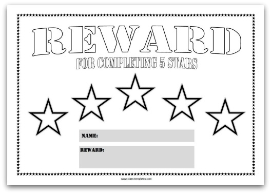 5 Star Reward Chart Template