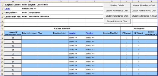 attendance excel template