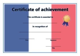 Certificate of Achievement - A4 Landscape - French 2