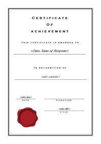 Certificate of Achievement - A4 Portrait