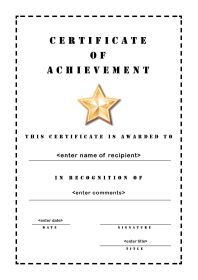 Free Printable Certificates of Achievement - A4 Portrait - Stencil