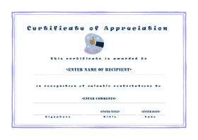 Certificate of Appreciation - A4 Landscape