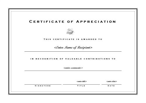 Certificates of Appreciation 002 - A4 Landscape - Formal