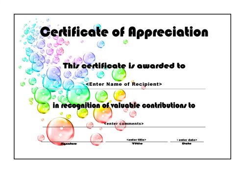 Certificate of Achievement 006 - A4 Landscape - Bubbles