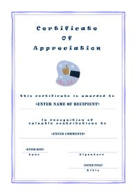 Certificate of Appreciation - A4 Portrait