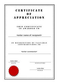 Certificate of Appreciation - A4 Portrait