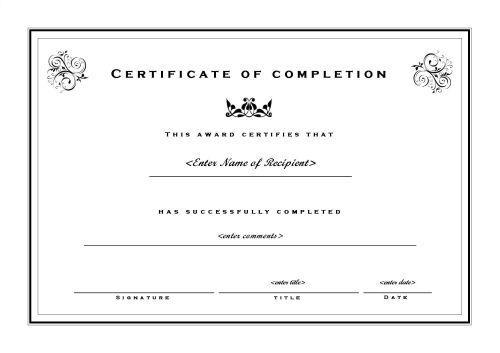 Certificate of Completion 002 - A4 Landscape - Formal