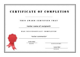 Certificate of Completion - A4 Landscape