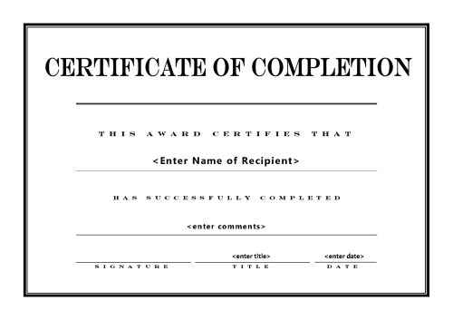 Certificate of Completion 004 - A4 Landscape - Engraved