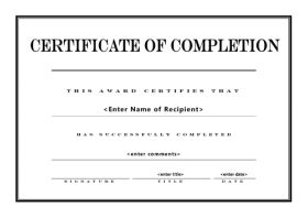 Free Cetificate Template of Completion - A4 Landscape - Engraved