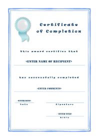 Certificate of Completion 001 - A4 Portrait - Casual