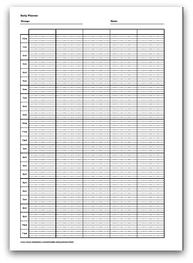 Printable Daily Planner from 12am to 12pm