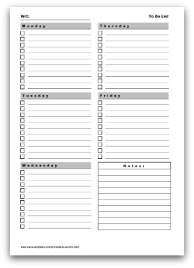 Formal Weekly To Do List Template - Printable PDF