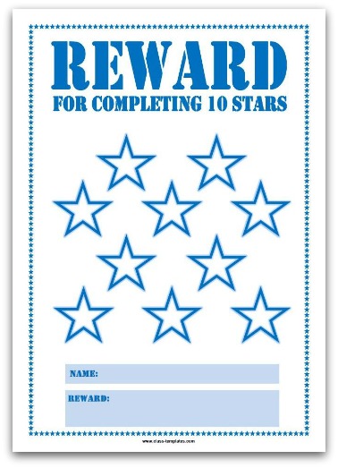 10 Stars Printable Reward Chart in Blue
