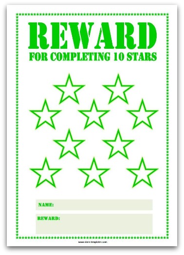 10 Stars Printable Reward Chart in Green
