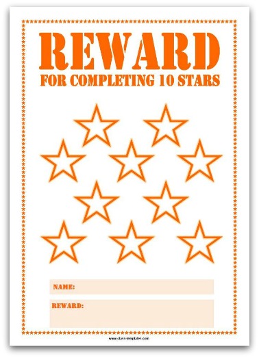 Printable Reward Chart in Orange
