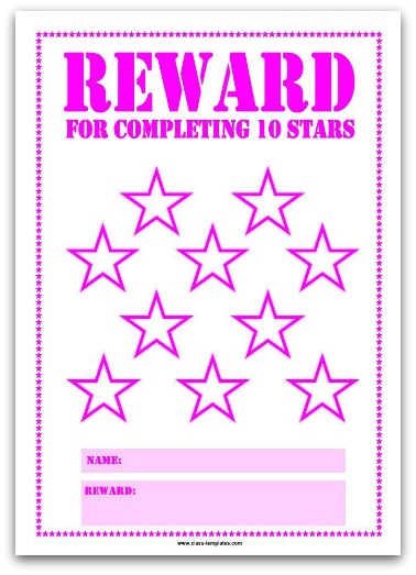 10 Stars Printable Reward Chart in Pink