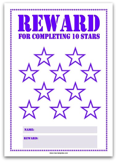 10 Stars Printable Reward Chart in Purple