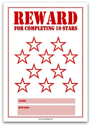 10 Stars Printable Reward Chart in Red