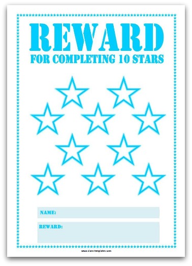 10 Stars Printable Reward Chart in Turquoise