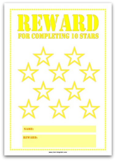 10 Stars Printable Reward Chart in Yellow