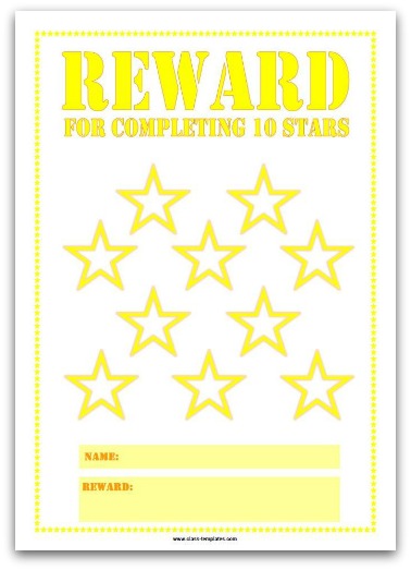 10 Stars Printable Reward Chart in Yellow