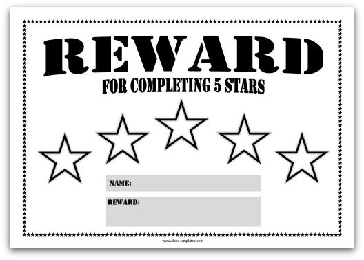 5 Star Printable Reward Chart for Kids in Black