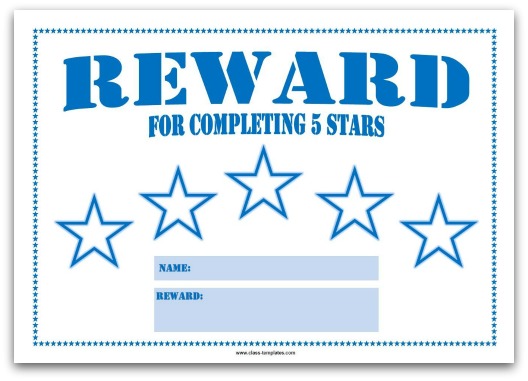 5 Star Reward Chart for Kids in Blue
