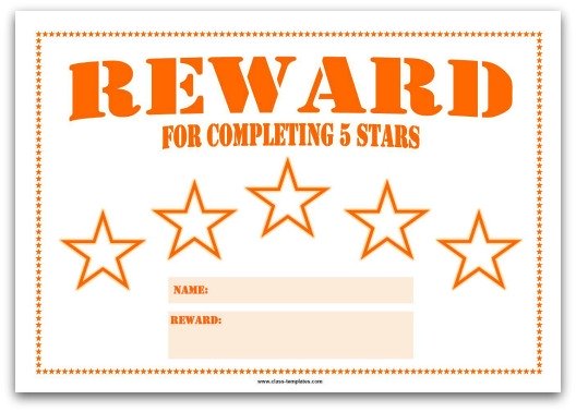 5 Star Reward Chart for Kids in Orange