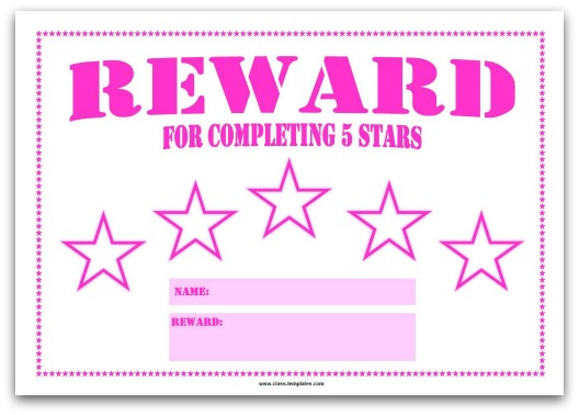 5 Star Reward Chart for Kids in Pink