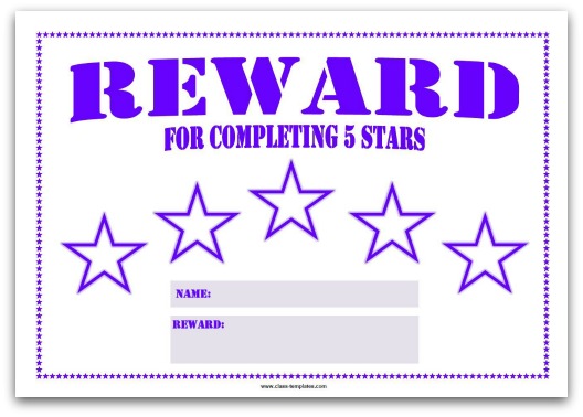 5 Star Reward Chart for Kids in Purple