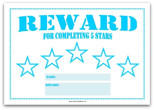 5 Star Reward Chart for Kids in Turquoise