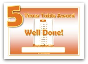 5 times table award certificate template