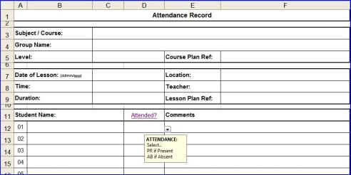 Attendance Chart Template Excel