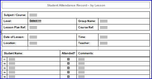 Printable Lesson Attendance Sheet