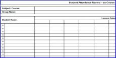 Printable Course Attendance Sheet in PDF Format