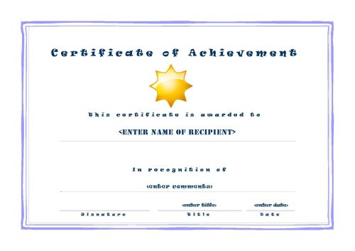 Certificate of Achievement 001 - A4 Landscape - Casual