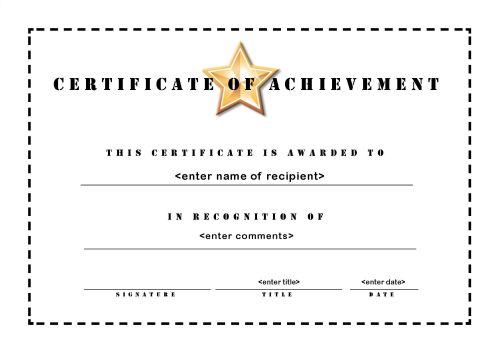 Certificate of Achievement 003 - A4 Landscape - Stencil