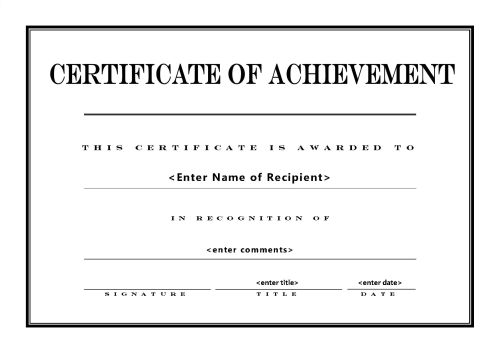 Certificate of Achievement 004 - A4 Landscape - Engraved
