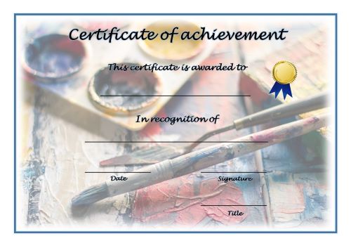 Certificate of Achievement - A4 Landscape - Painting