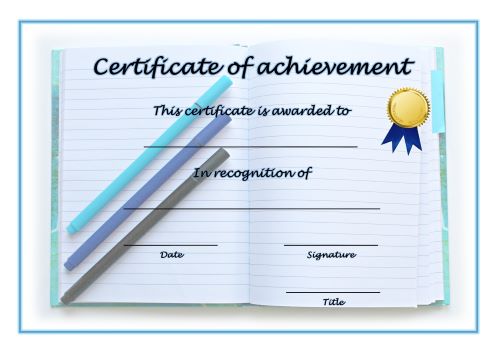 Certificate of Achievement - A4 Landscape - Writing