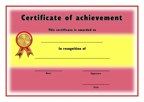 Certificate of Achievement - A4 Landscape - Spanish 2