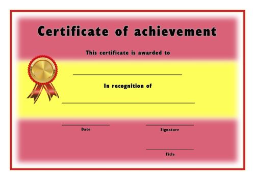 Certificate of Achievement - A4 Landscape - Spanish 2 Certificate of Achievement - A4 Landscape - Spanish 2