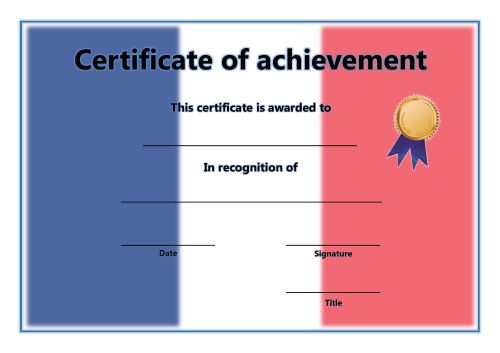 Certificate of Achievement - A4 Landscape - French 2
