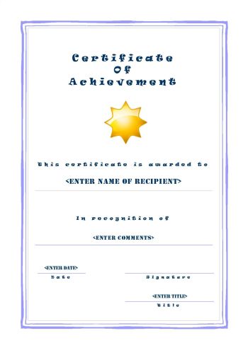 Free Printable Certificates of Achievement - A4 Portrait - Casual