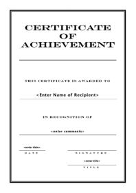 Certificate of Achievement - A4 Portrait