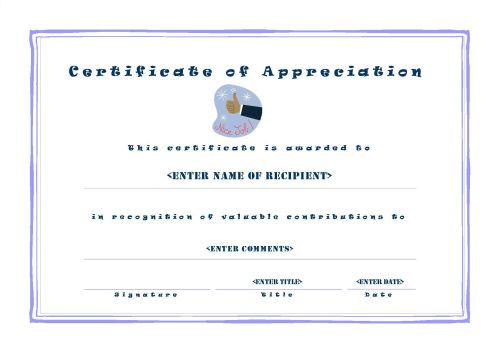 Certificate of Appreciation 001 - A4 Landscape - Casual